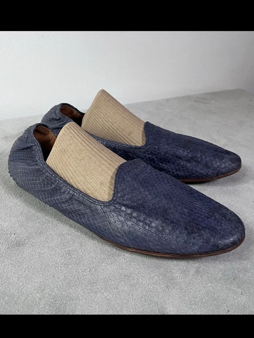 Lanvin Paris Blue Python Snakeskin Loafers Flats Women’s Size 8 EU 38 Vintage